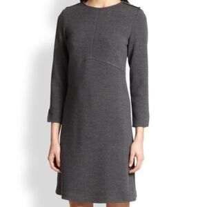 Tory Burch Gray Vienna 3/4 Sleeve Wool Blend Shift Dress Womens Medium